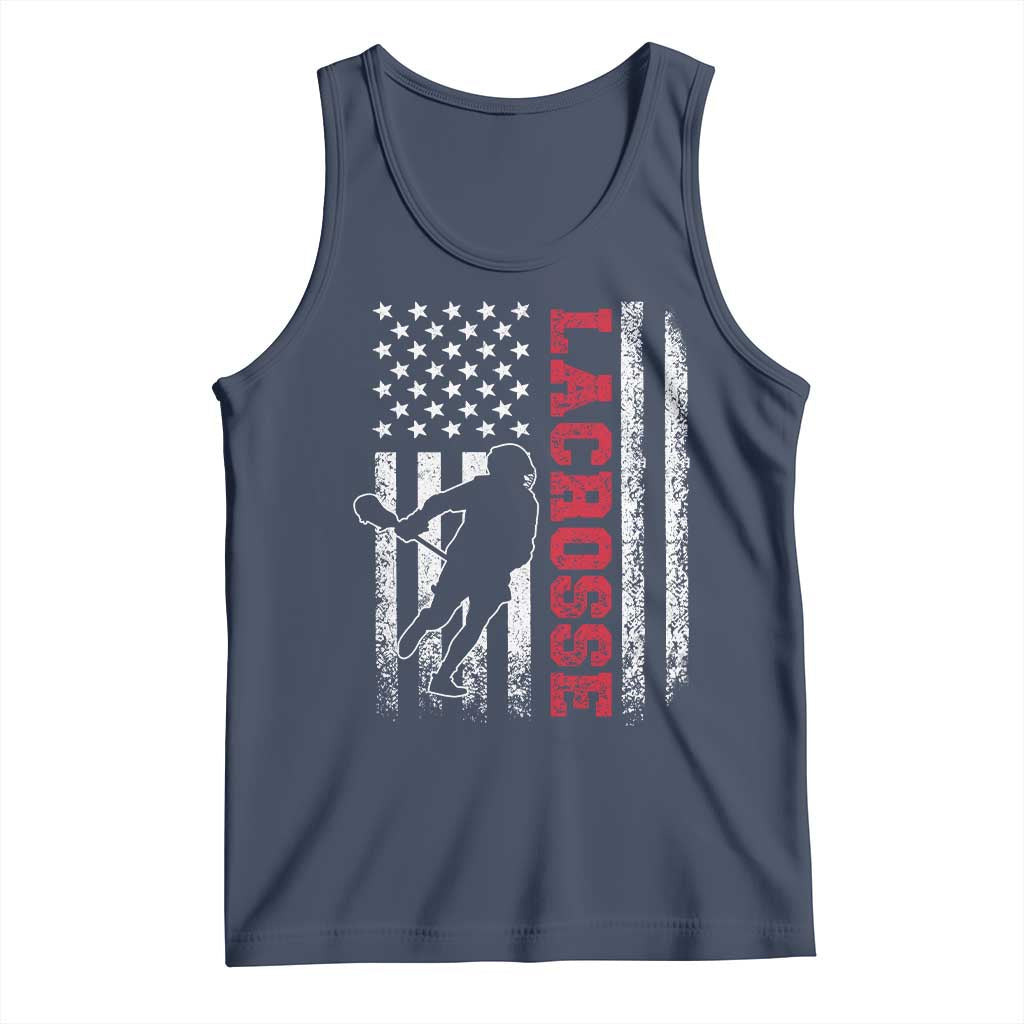 Lacrosse American Flag Lax Men 4th of July Tank Top