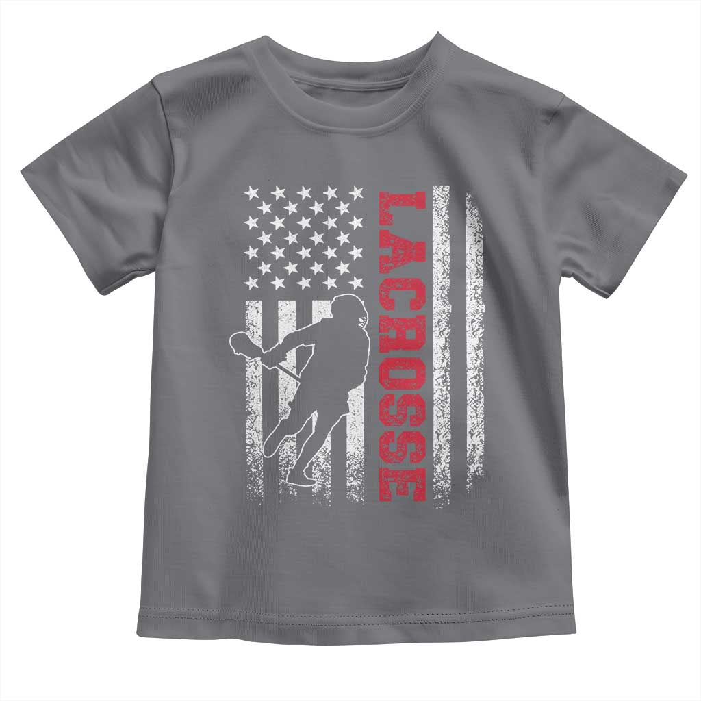 Lacrosse American Flag Lax Men 4th of July Toddler T Shirt