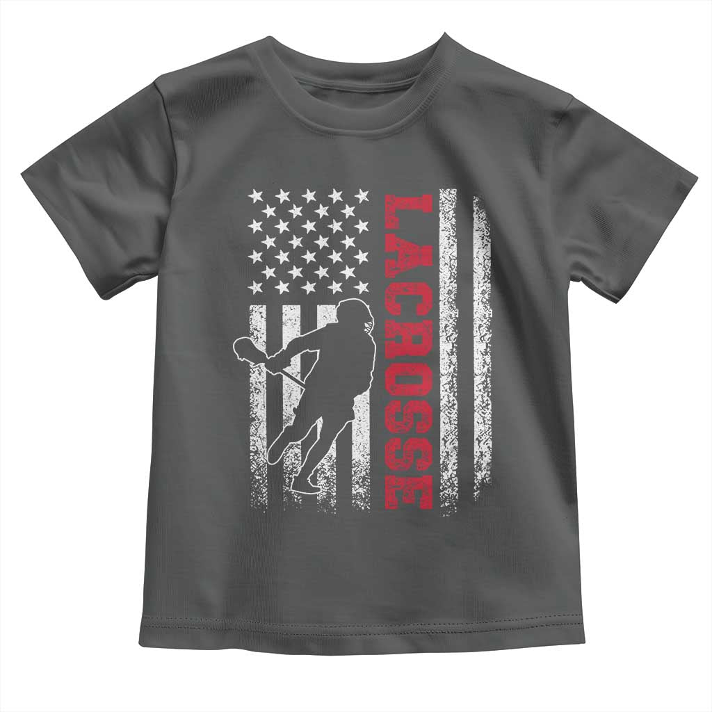 Lacrosse American Flag Lax Men 4th of July Toddler T Shirt