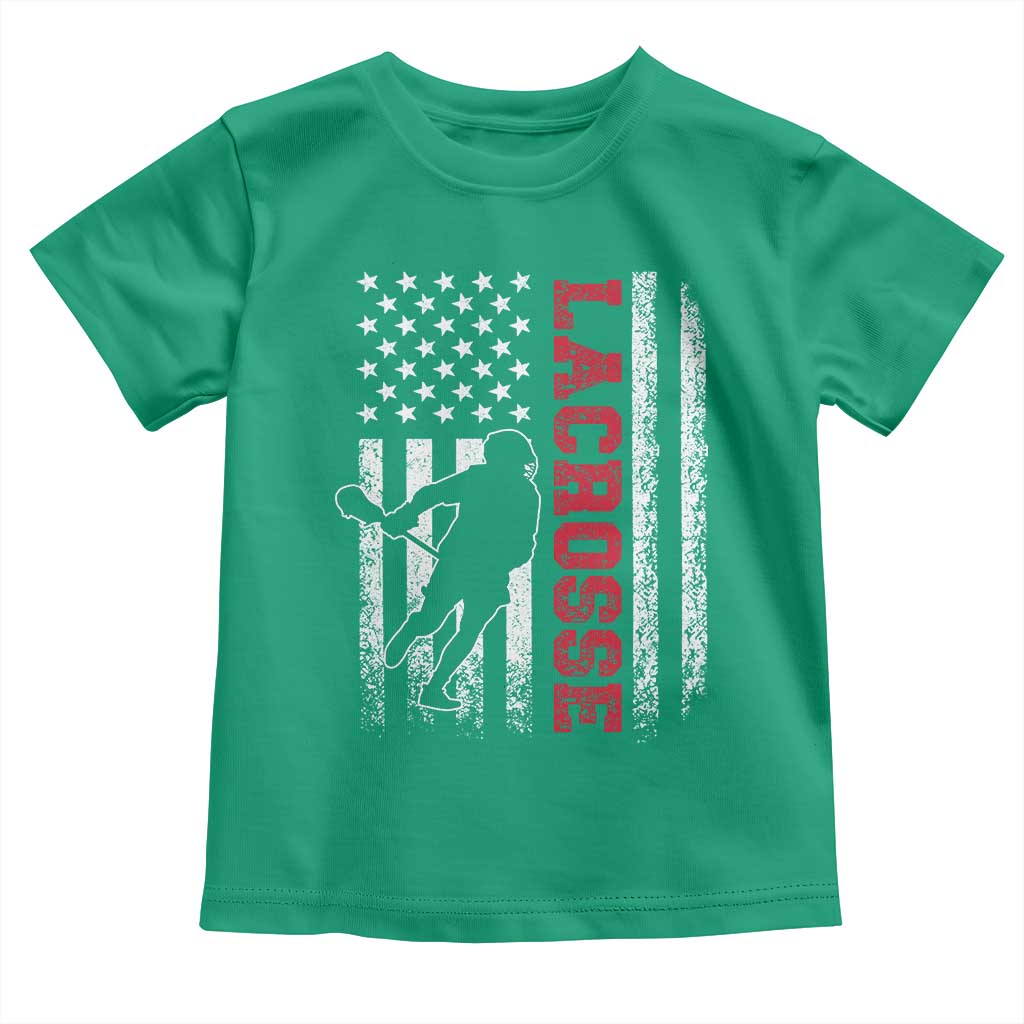 Lacrosse American Flag Lax Men 4th of July Toddler T Shirt