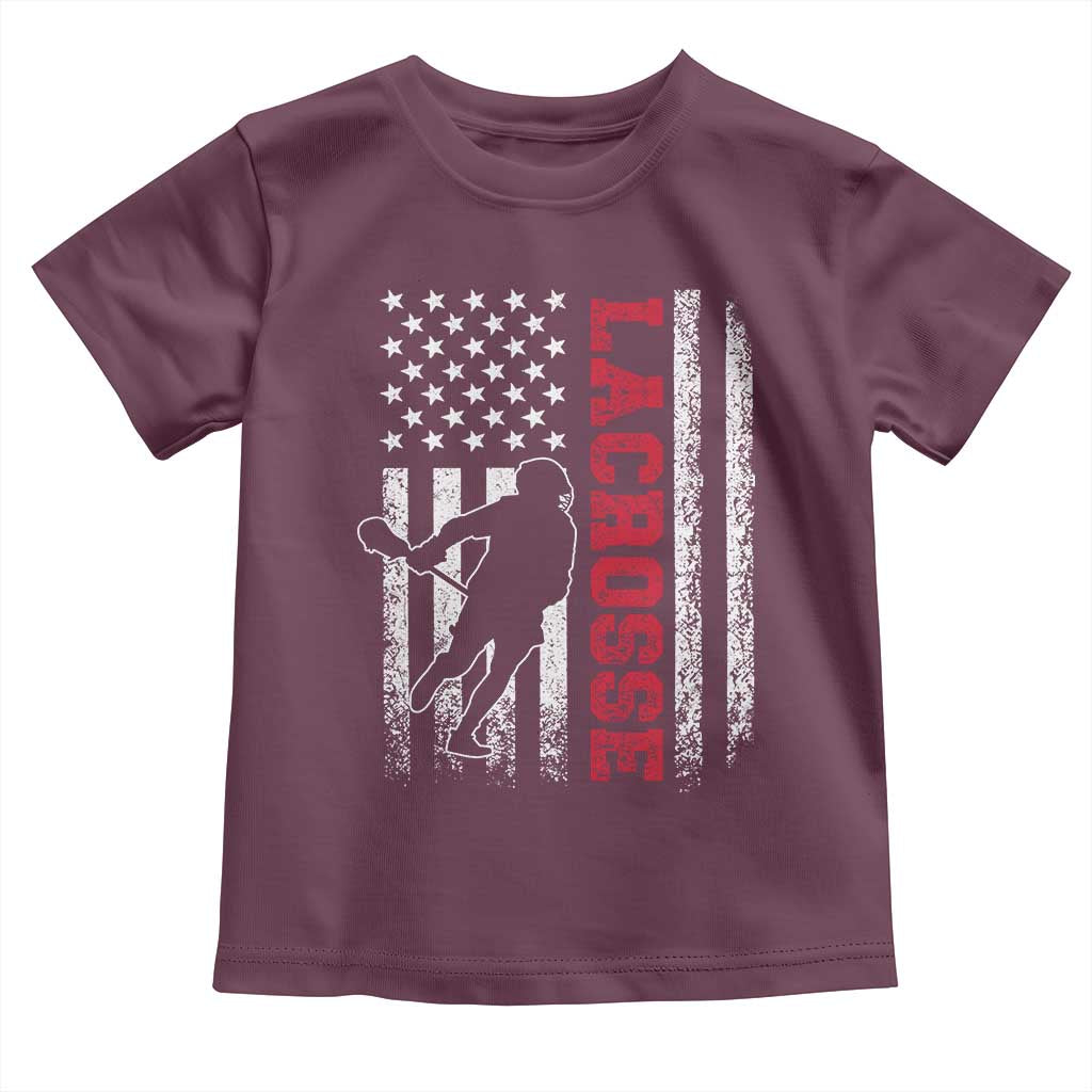 Lacrosse American Flag Lax Men 4th of July Toddler T Shirt