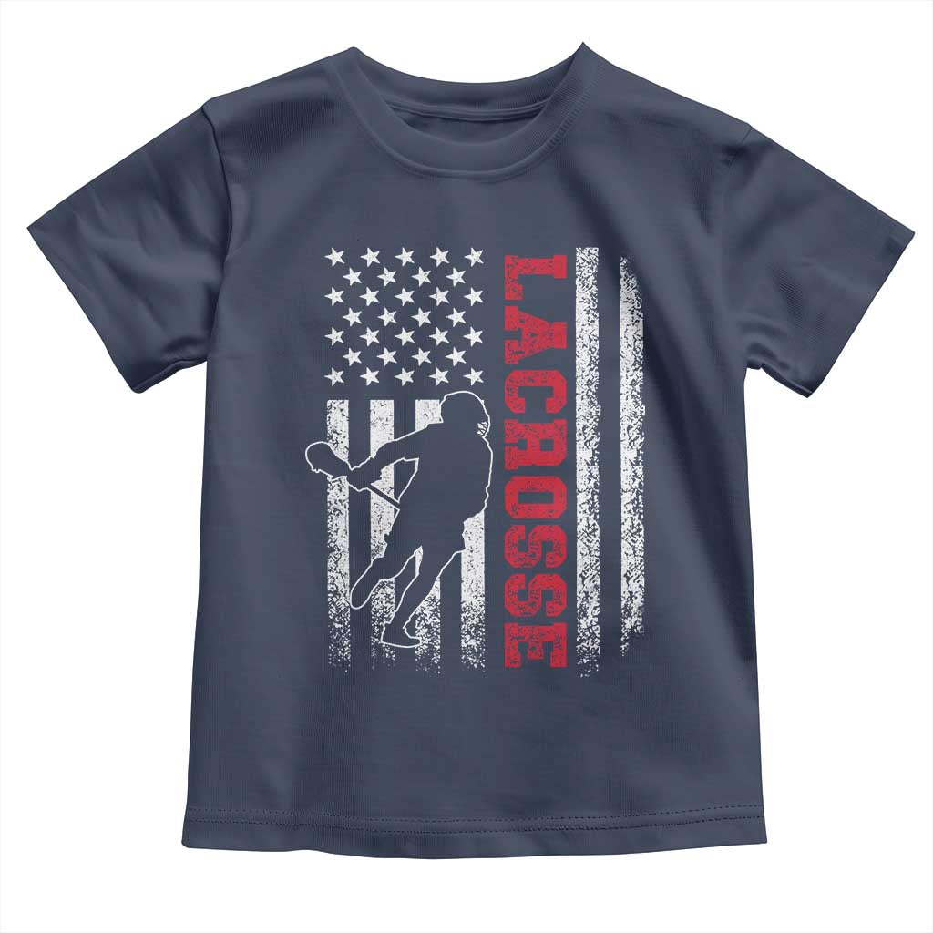 Lacrosse American Flag Lax Men 4th of July Toddler T Shirt