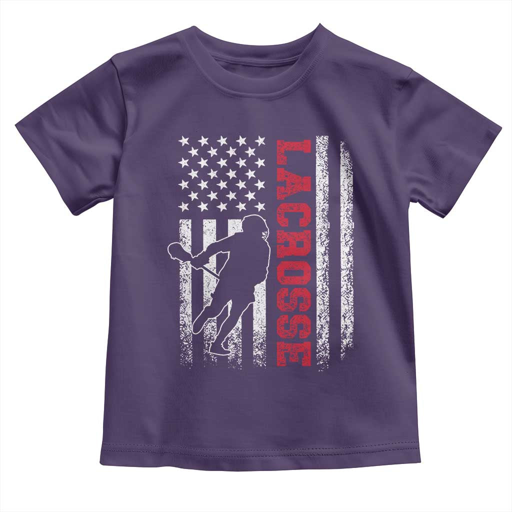 Lacrosse American Flag Lax Men 4th of July Toddler T Shirt