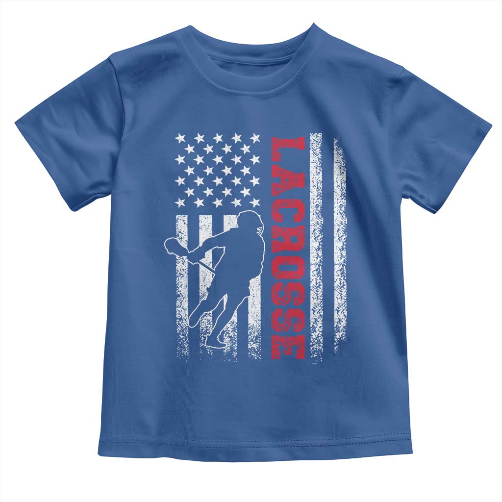 Lacrosse American Flag Lax Men 4th of July Toddler T Shirt