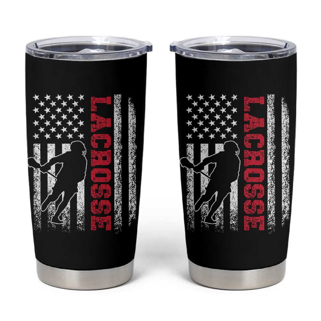 Lacrosse American Flag Lax Men 4th of July Tumbler Cup