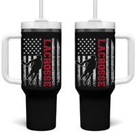Lacrosse American Flag Lax Men 4th of July Tumbler With Handle