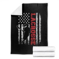 Lacrosse American Flag Lax Women 4th of July Throw Blanket
