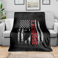Lacrosse American Flag Lax Women 4th of July Throw Blanket