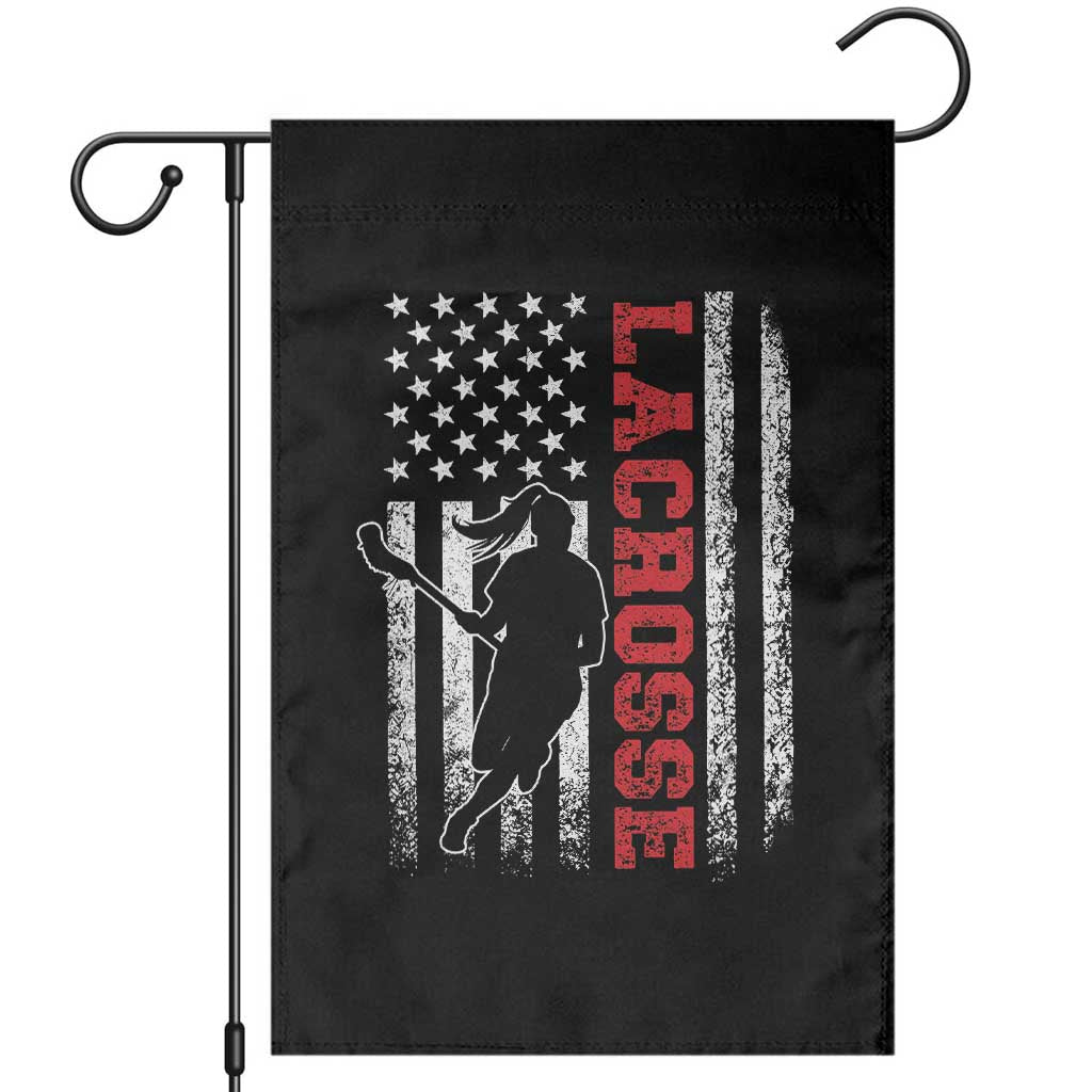 Lacrosse American Flag Lax Women 4th of July Garden Flag