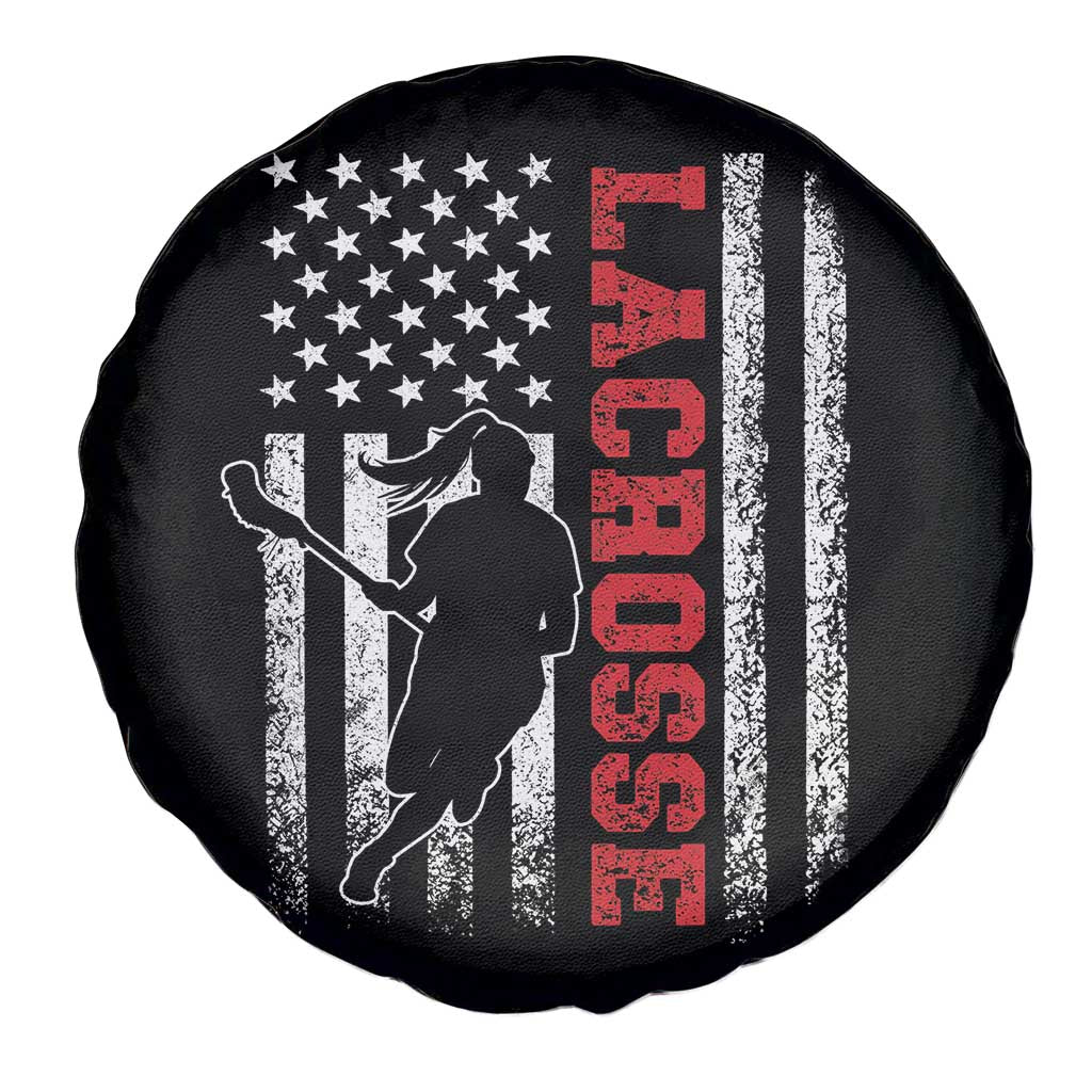 Lacrosse American Flag Lax Women 4th of July Spare Tire Cover