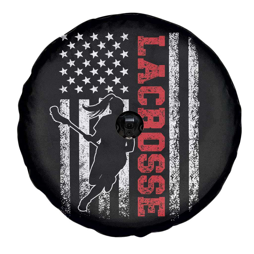 Lacrosse American Flag Lax Women 4th of July Spare Tire Cover