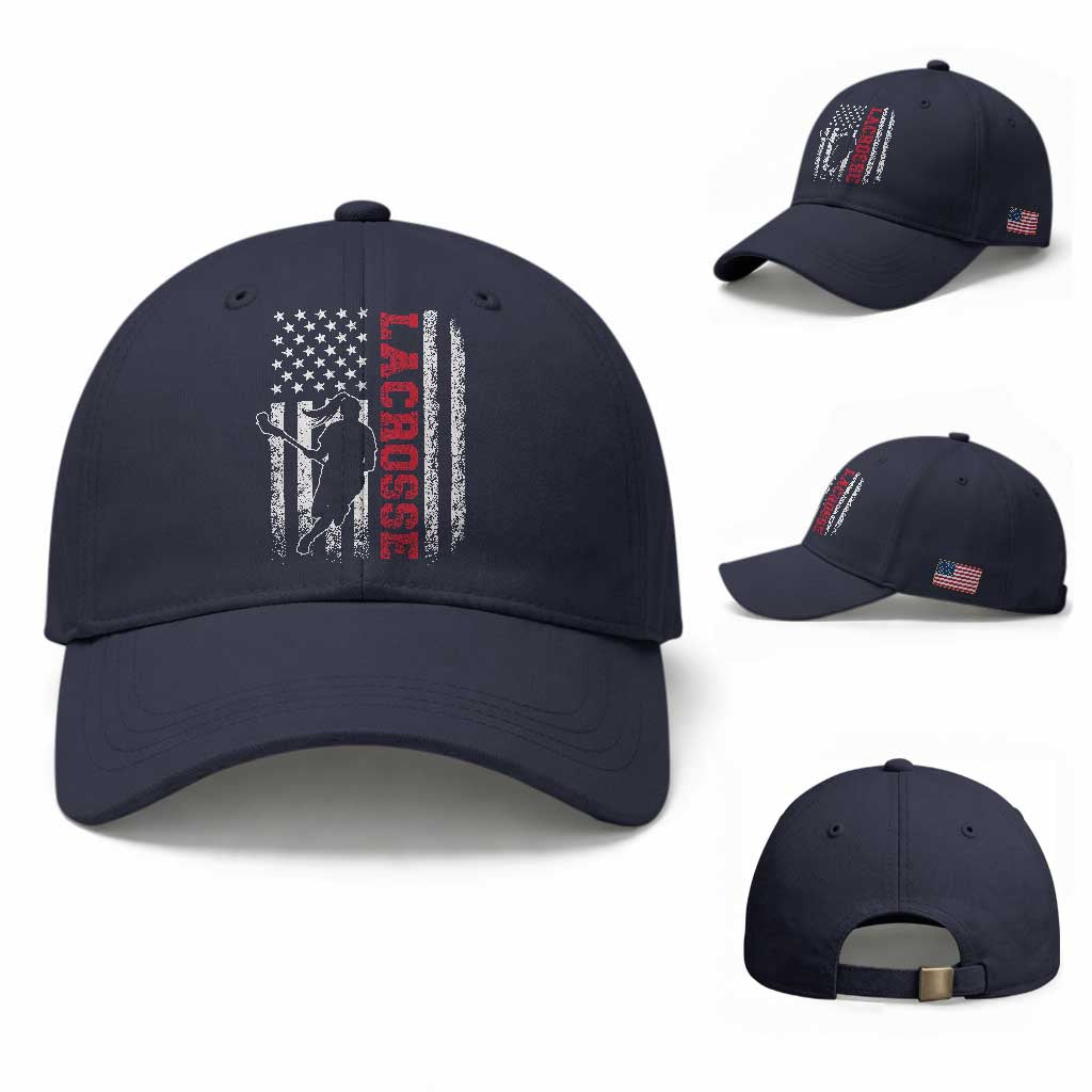 Lacrosse American Flag Lax Women 4th of July Baseball Cap