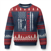 Lacrosse American Flag Lax Women 4th of July Ugly Christmas Sweater