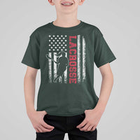 Lacrosse American Flag Lax Women 4th of July T Shirt For Kid