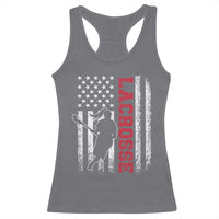 Lacrosse American Flag Lax Women 4th of July Racerback Tank Top