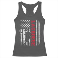 Lacrosse American Flag Lax Women 4th of July Racerback Tank Top