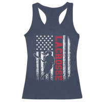 Lacrosse American Flag Lax Women 4th of July Racerback Tank Top