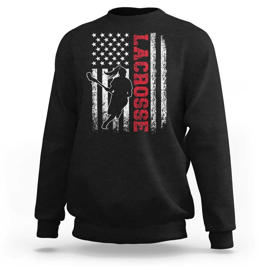 Lacrosse American Flag Lax Women 4th of July Sweatshirt