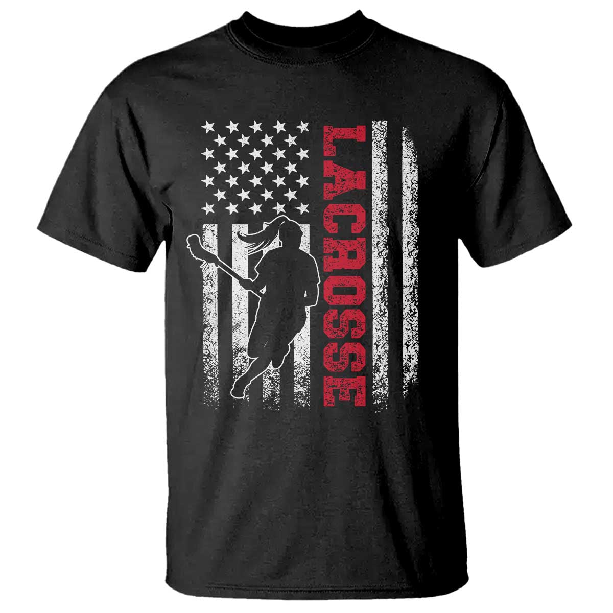 Lacrosse American Flag Lax Women 4th of July T Shirt