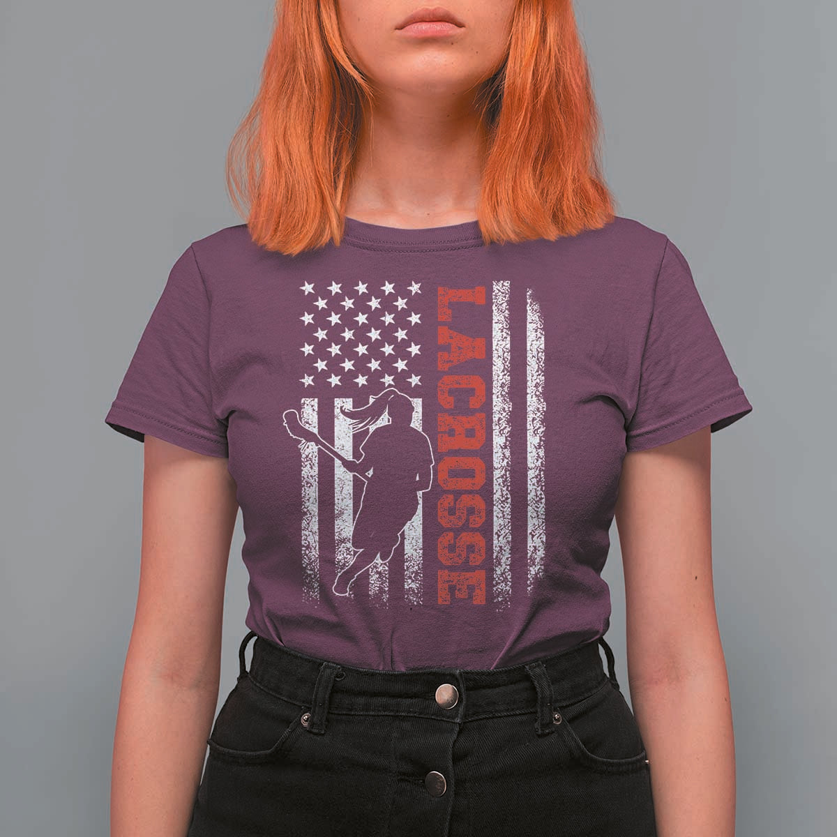 Lacrosse American Flag Lax Women 4th of July T Shirt For Women