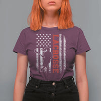 Lacrosse American Flag Lax Women 4th of July T Shirt For Women