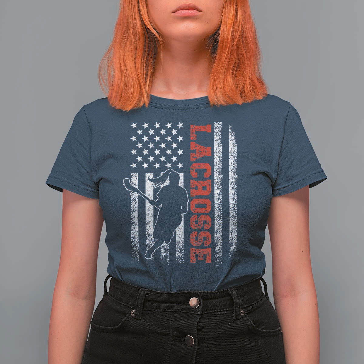 Lacrosse American Flag Lax Women 4th of July T Shirt For Women