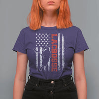 Lacrosse American Flag Lax Women 4th of July T Shirt For Women