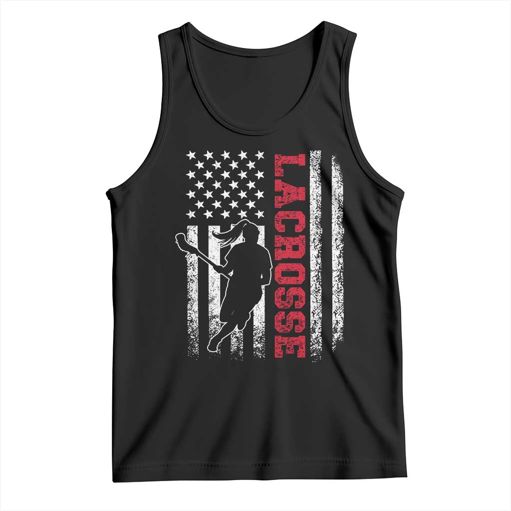 Lacrosse American Flag Lax Women 4th of July Tank Top