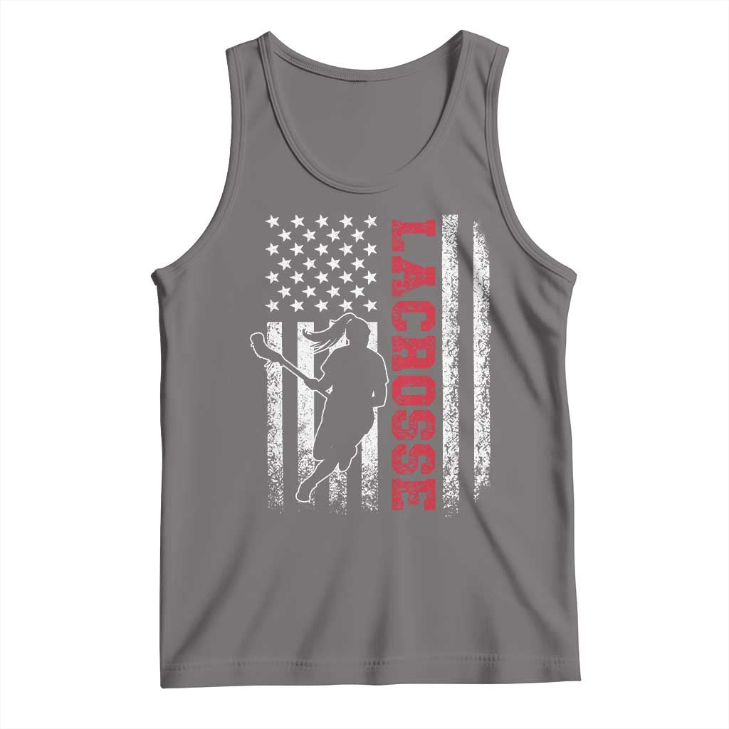 Lacrosse American Flag Lax Women 4th of July Tank Top
