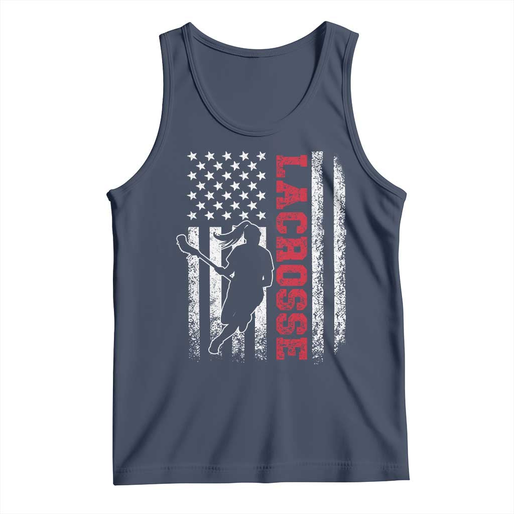 Lacrosse American Flag Lax Women 4th of July Tank Top