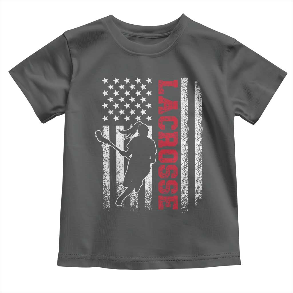 Lacrosse American Flag Lax Women 4th of July Toddler T Shirt