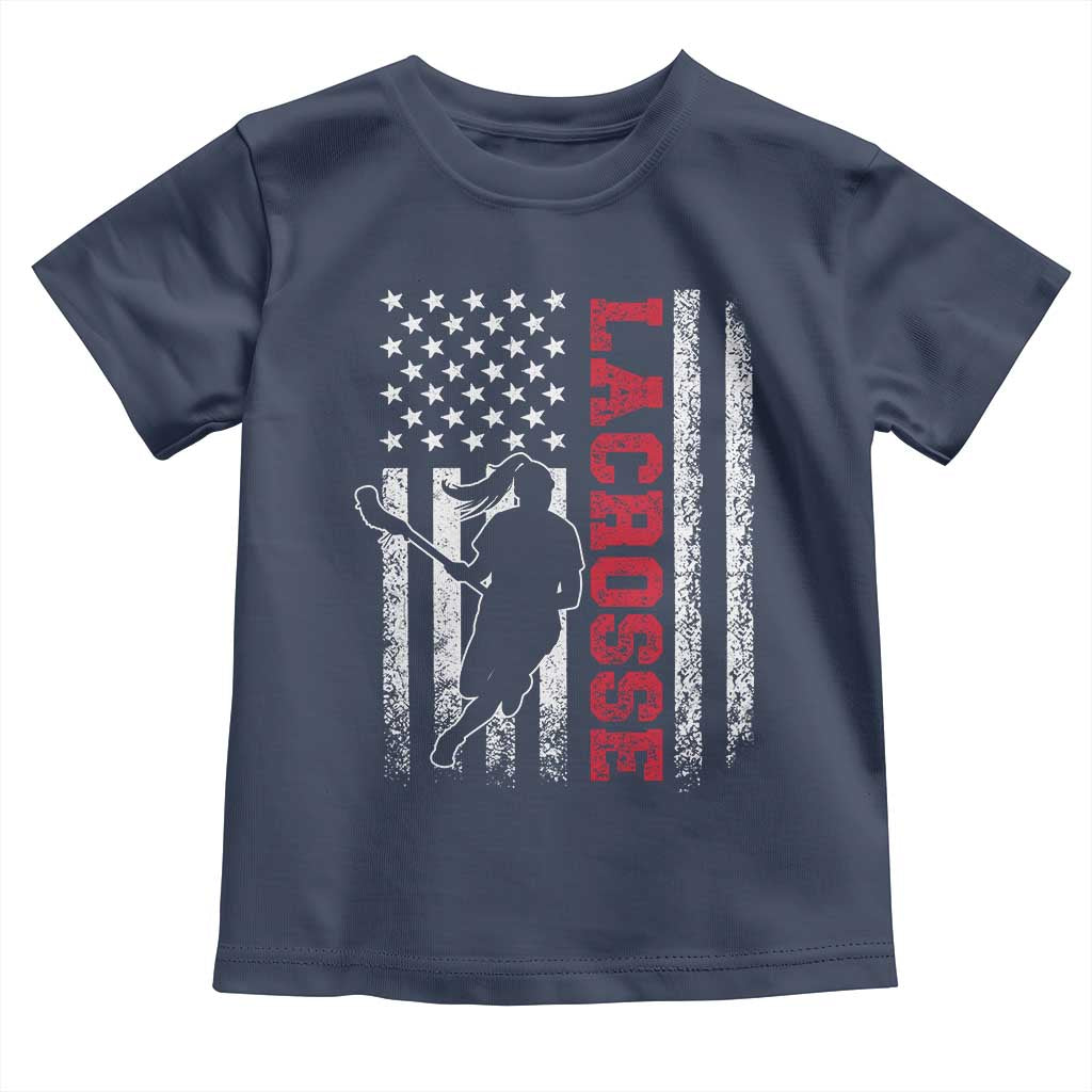 Lacrosse American Flag Lax Women 4th of July Toddler T Shirt