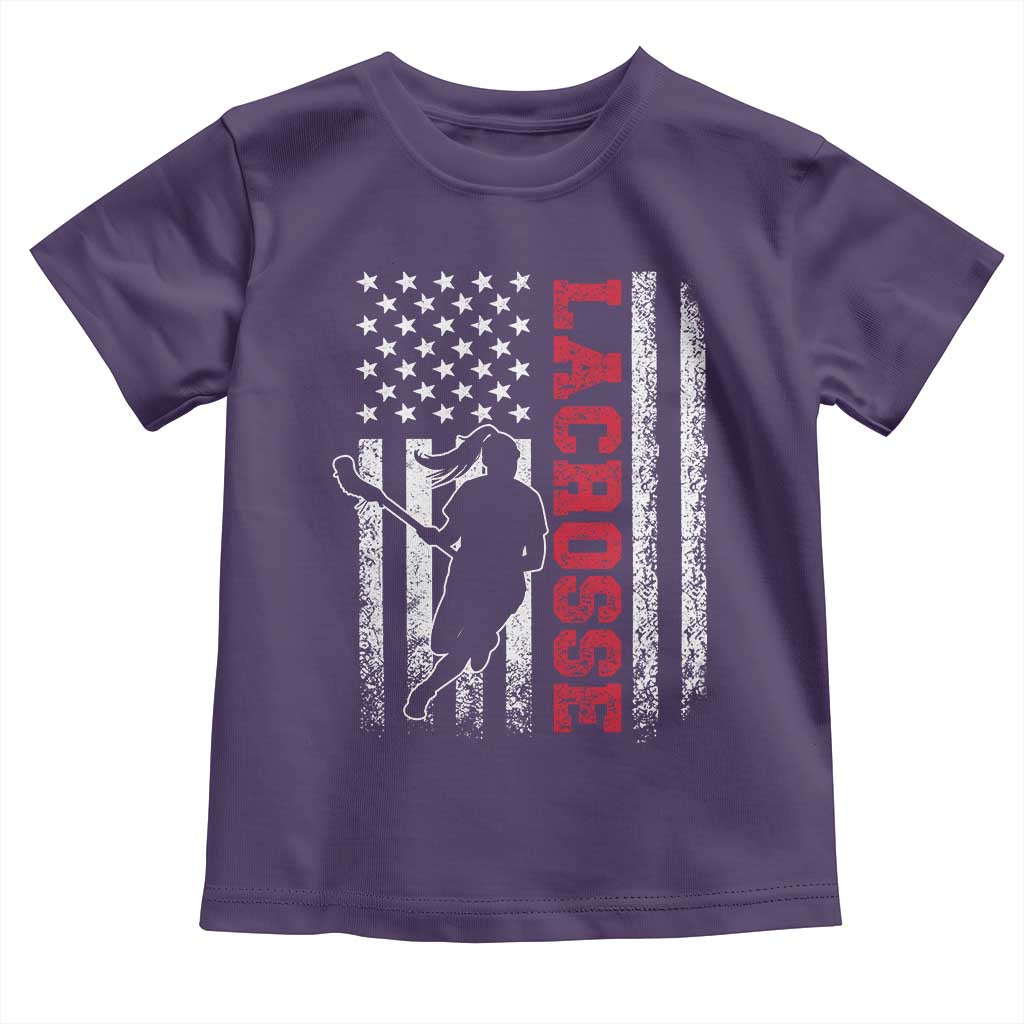 Lacrosse American Flag Lax Women 4th of July Toddler T Shirt