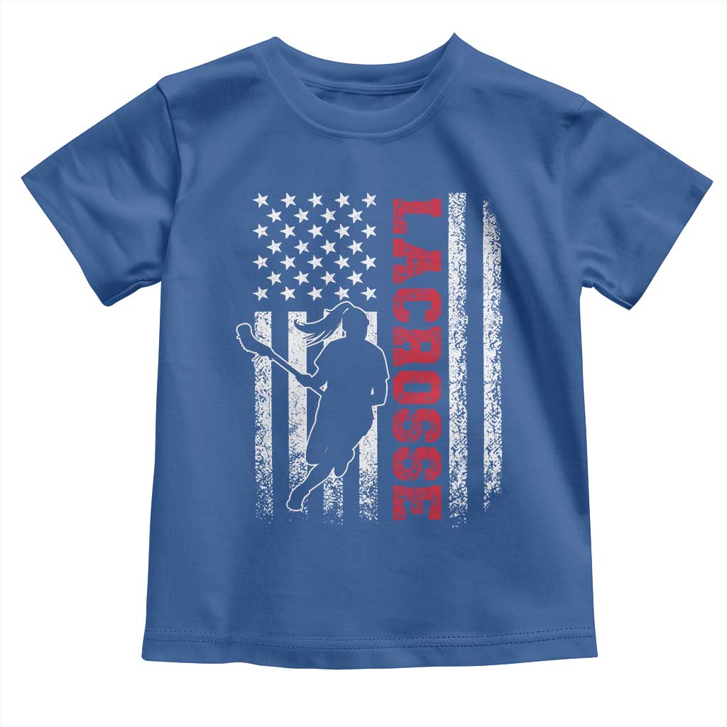 Lacrosse American Flag Lax Women 4th of July Toddler T Shirt