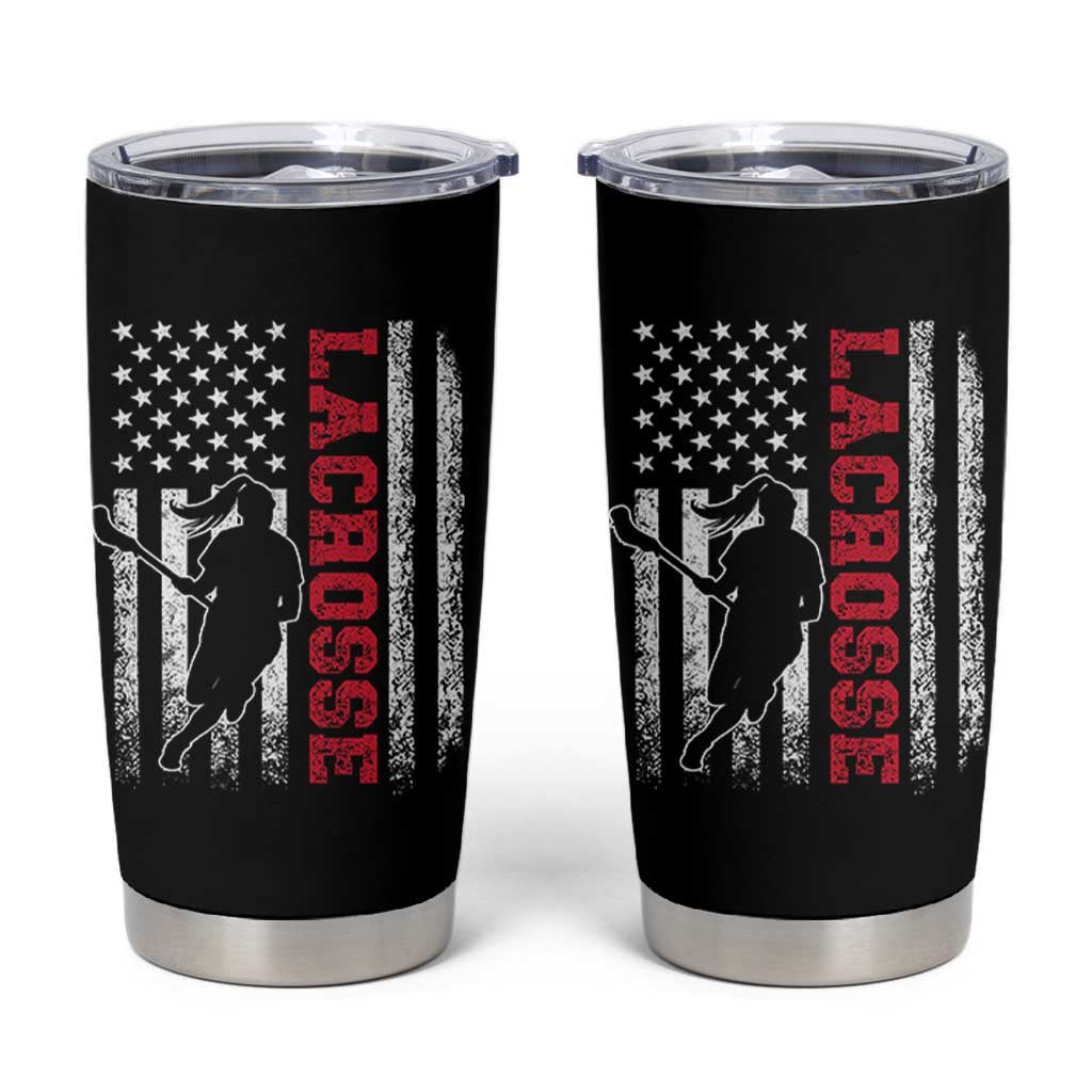 Lacrosse American Flag Lax Women 4th of July Tumbler Cup
