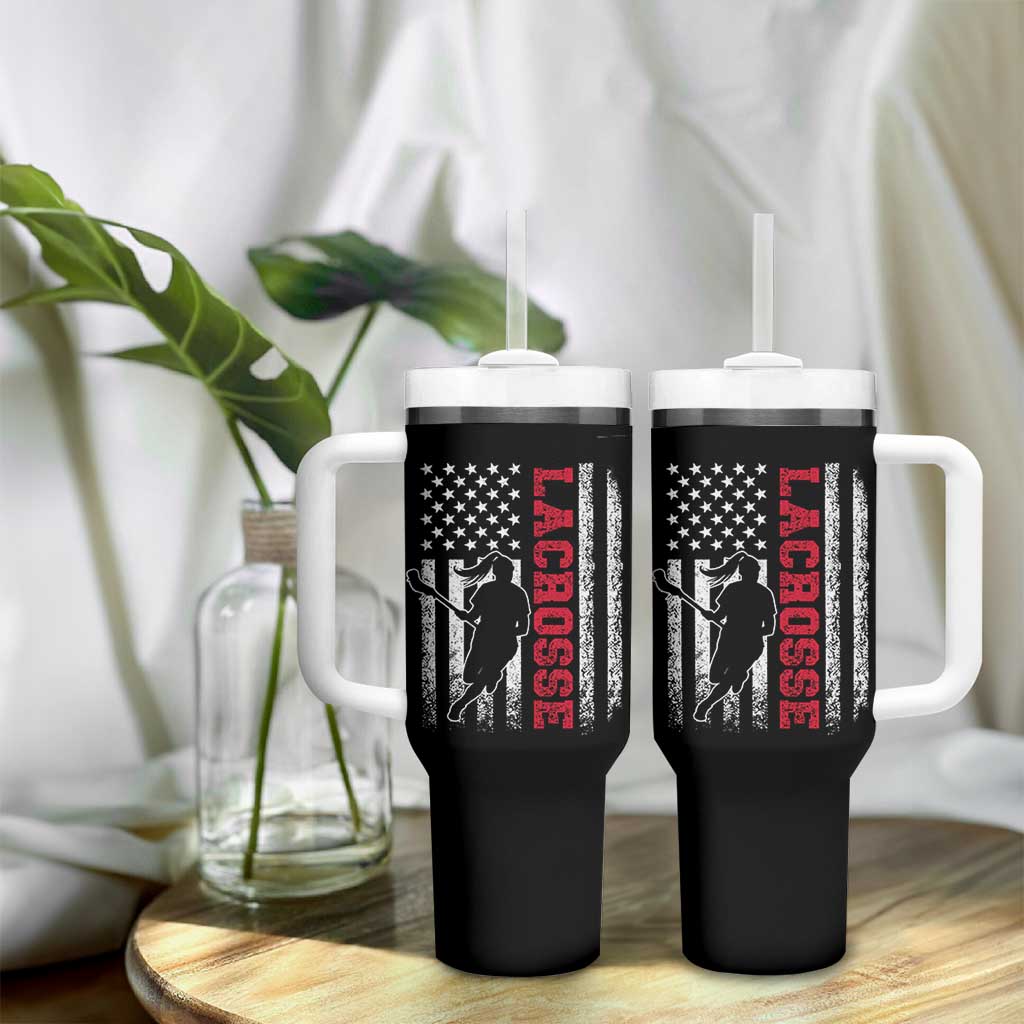 Lacrosse American Flag Lax Women 4th of July Tumbler With Handle
