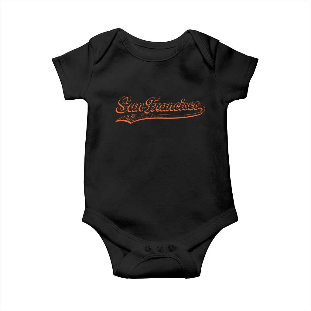 San Francisco Sports Script Retro Baseball Lovers Proud City Baby Onesie