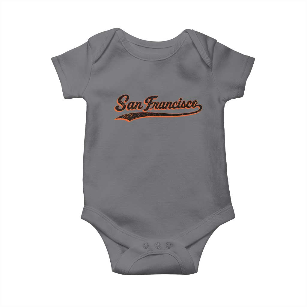 San Francisco Sports Script Retro Baseball Lovers Proud City Baby Onesie