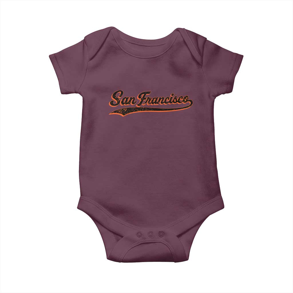 San Francisco Sports Script Retro Baseball Lovers Proud City Baby Onesie