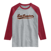 San Francisco Sports Script Retro Baseball Lovers Proud City Raglan Shirt
