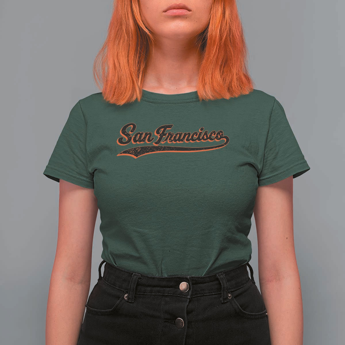 San Francisco Sports Script Retro Baseball Lovers Proud City T Shirt For Women
