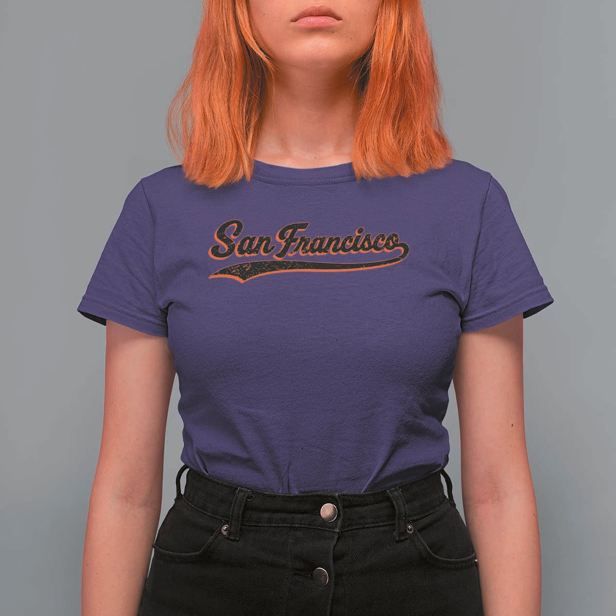 San Francisco Sports Script Retro Baseball Lovers Proud City T Shirt For Women