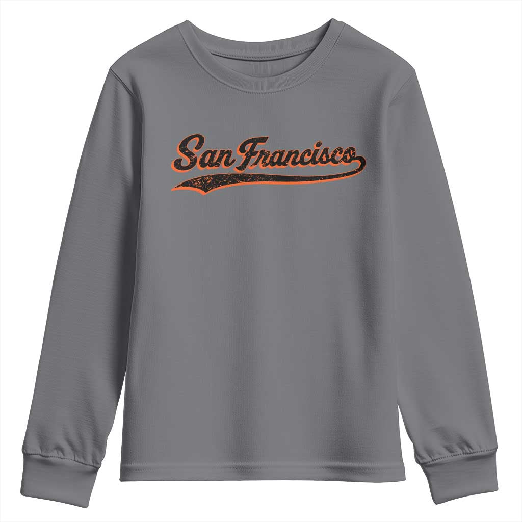 San Francisco Sports Script Retro Baseball Lovers Proud City Youth Sweatshirt