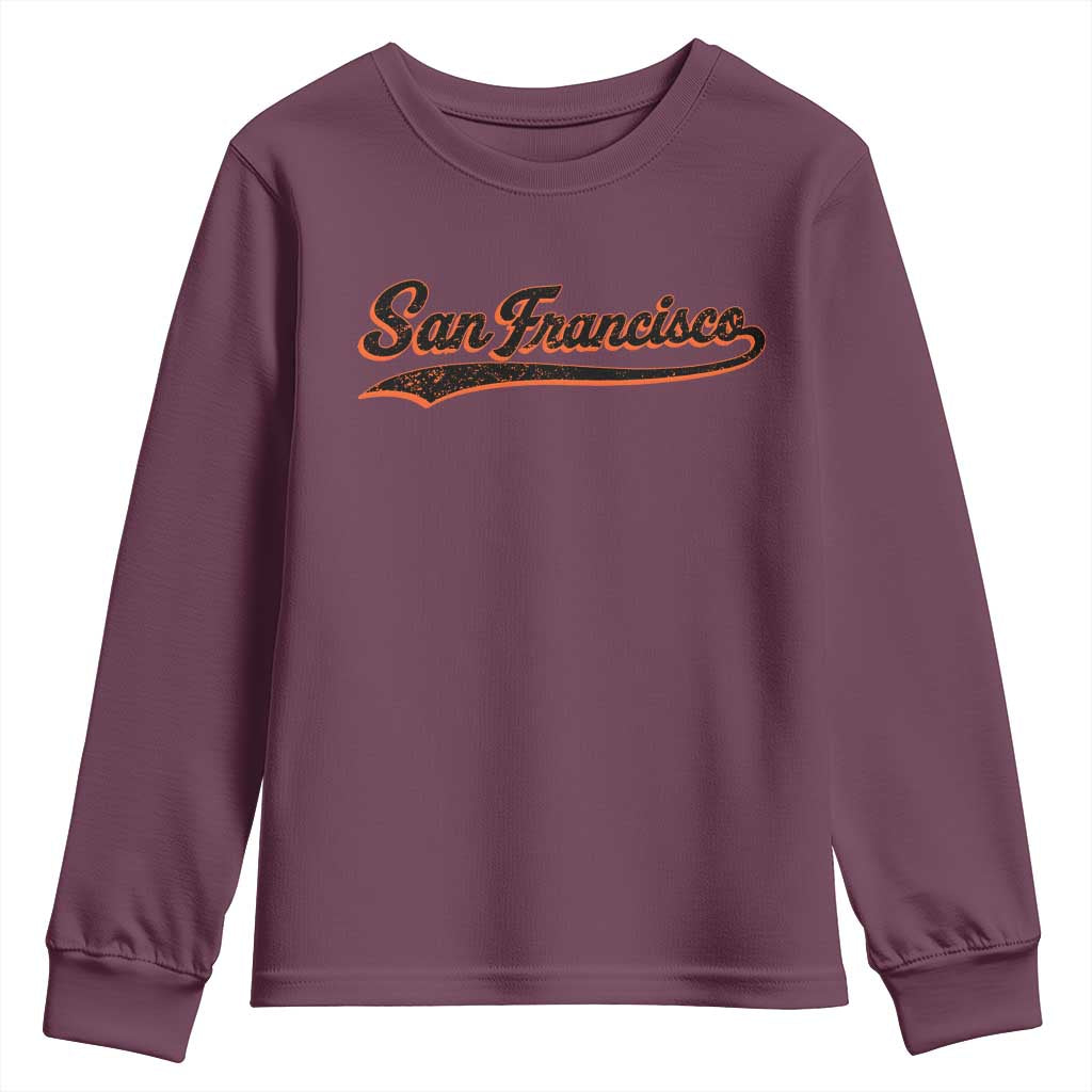 San Francisco Sports Script Retro Baseball Lovers Proud City Youth Sweatshirt
