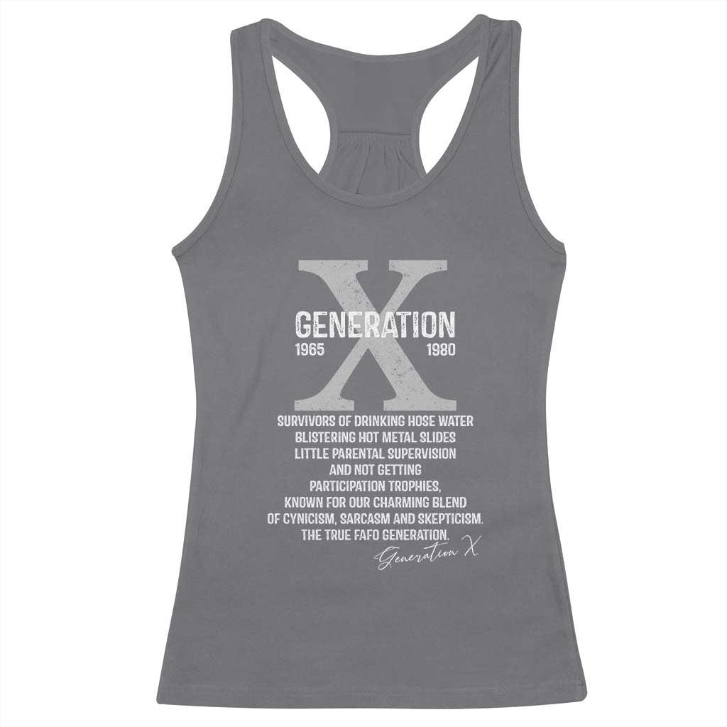 Proud Gen X 1965 to 1980 Racerback Tank Top Vintage Generation X
