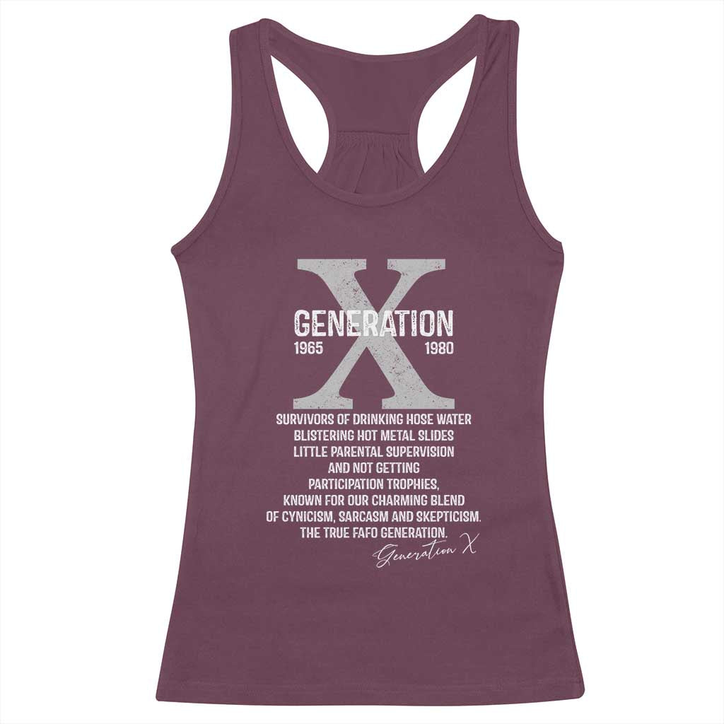 Proud Gen X 1965 to 1980 Racerback Tank Top Vintage Generation X