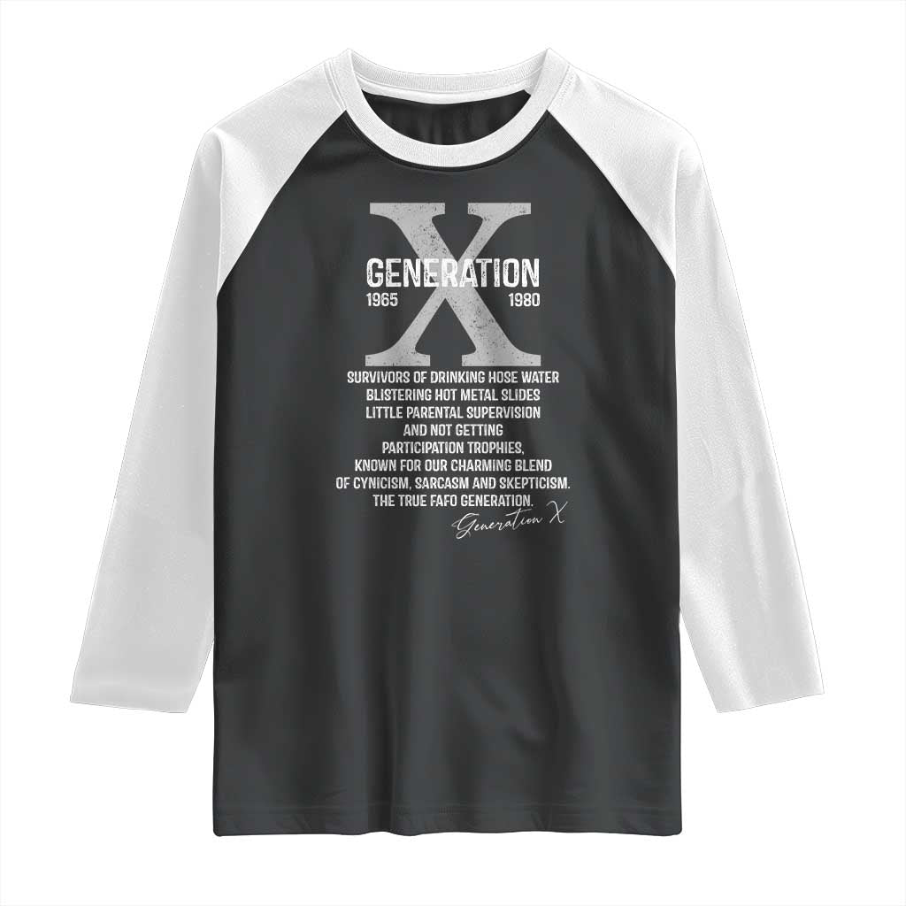 Proud Gen X 1965 to 1980 Raglan Shirt Vintage Generation X