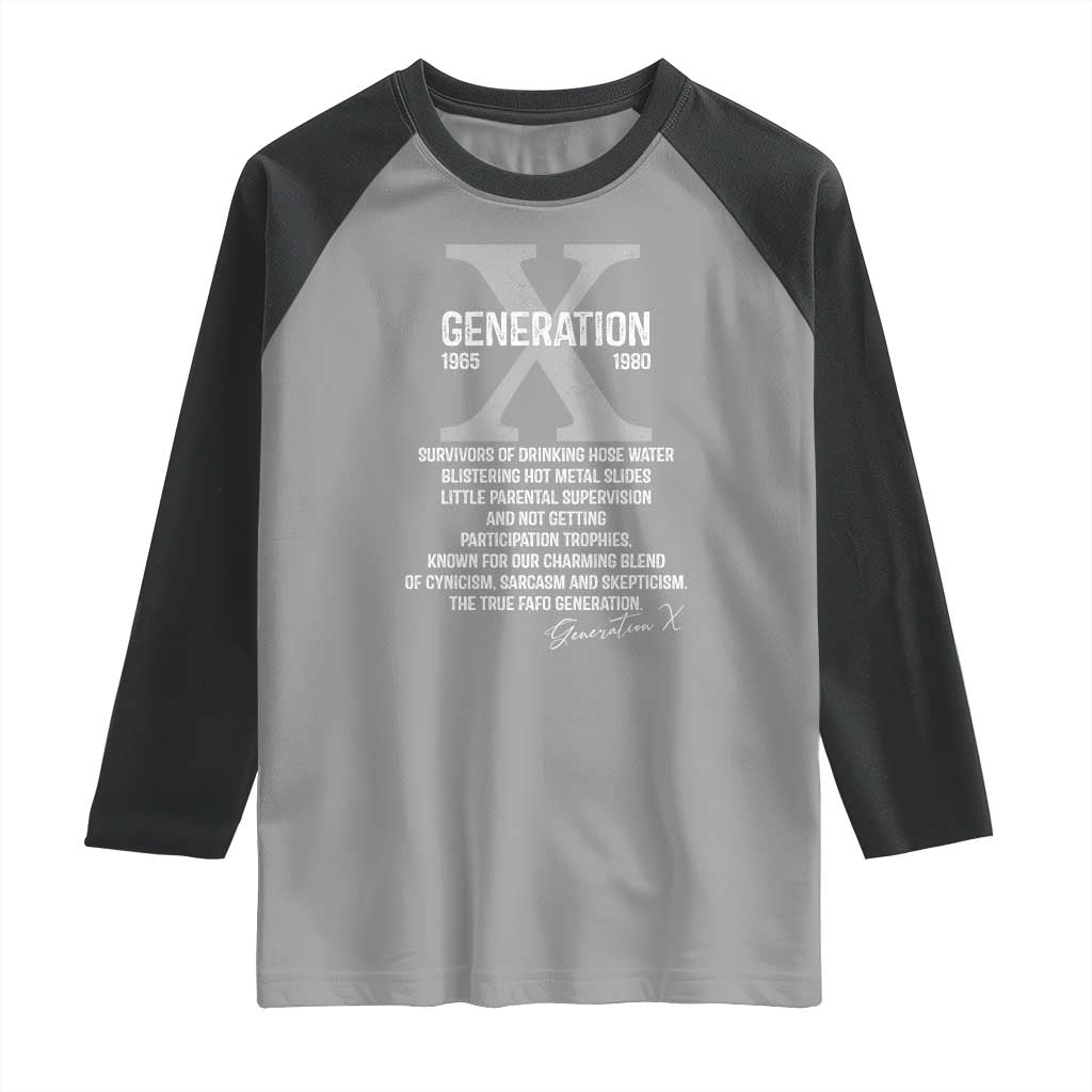 Proud Gen X 1965 to 1980 Raglan Shirt Vintage Generation X