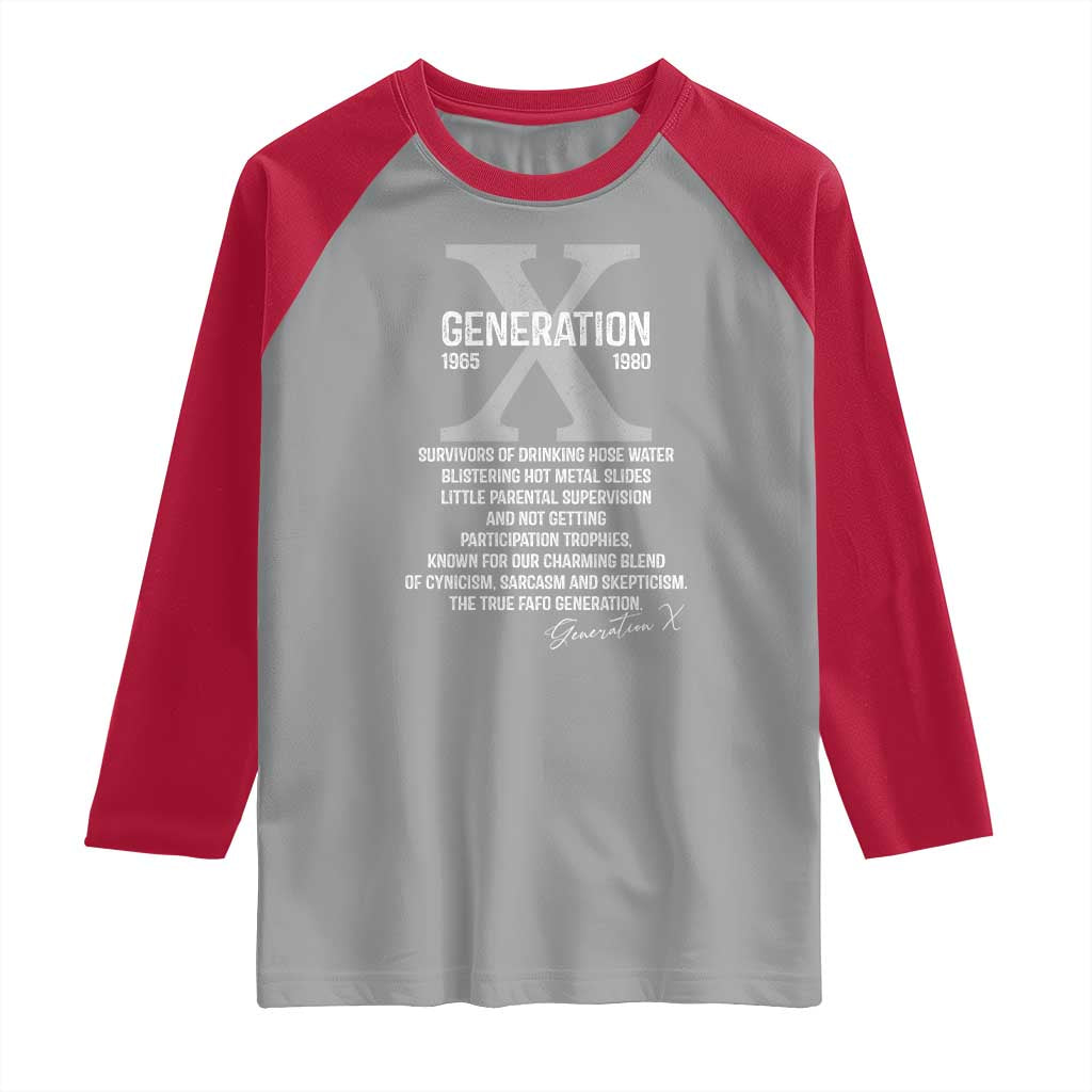 Proud Gen X 1965 to 1980 Raglan Shirt Vintage Generation X