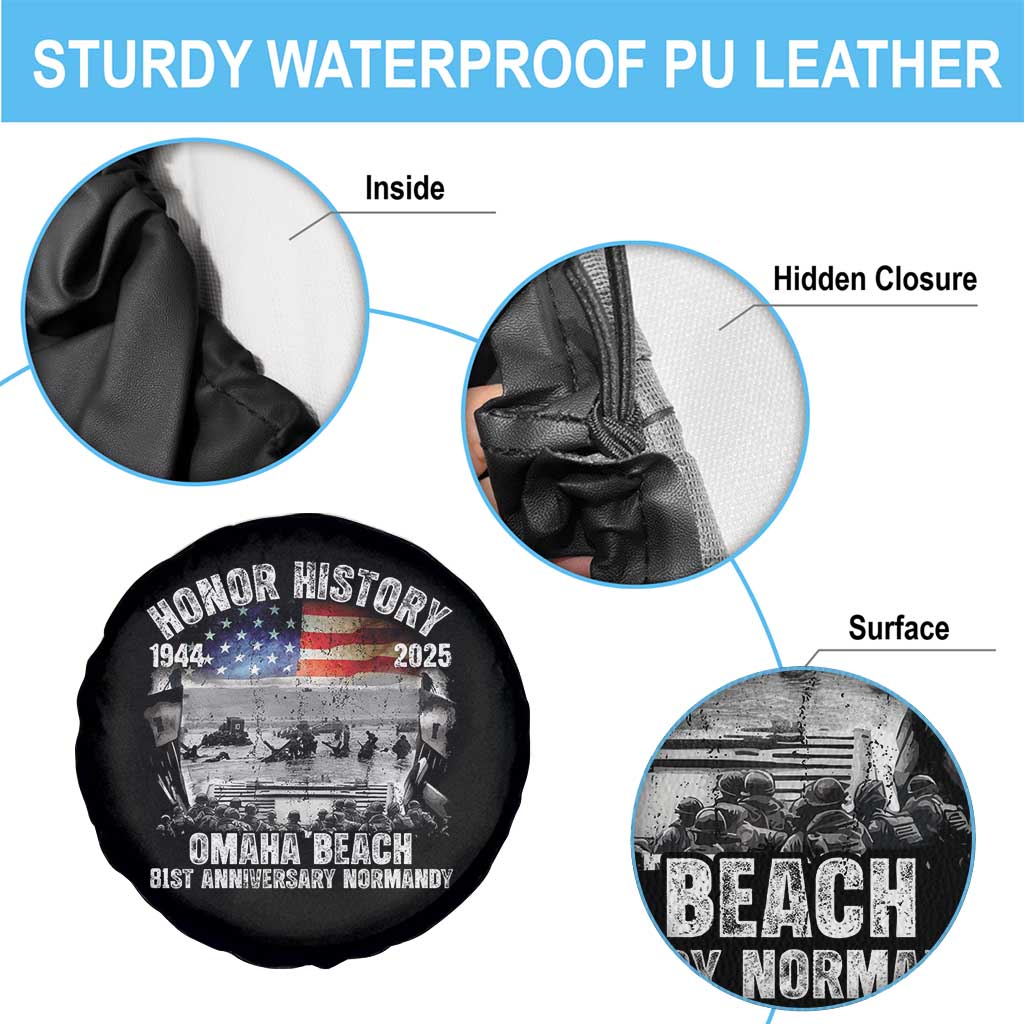 Omaha Beach D Day 81 ST Anniversary Honor History Normandy Spare Tire Cover American Flag WWII